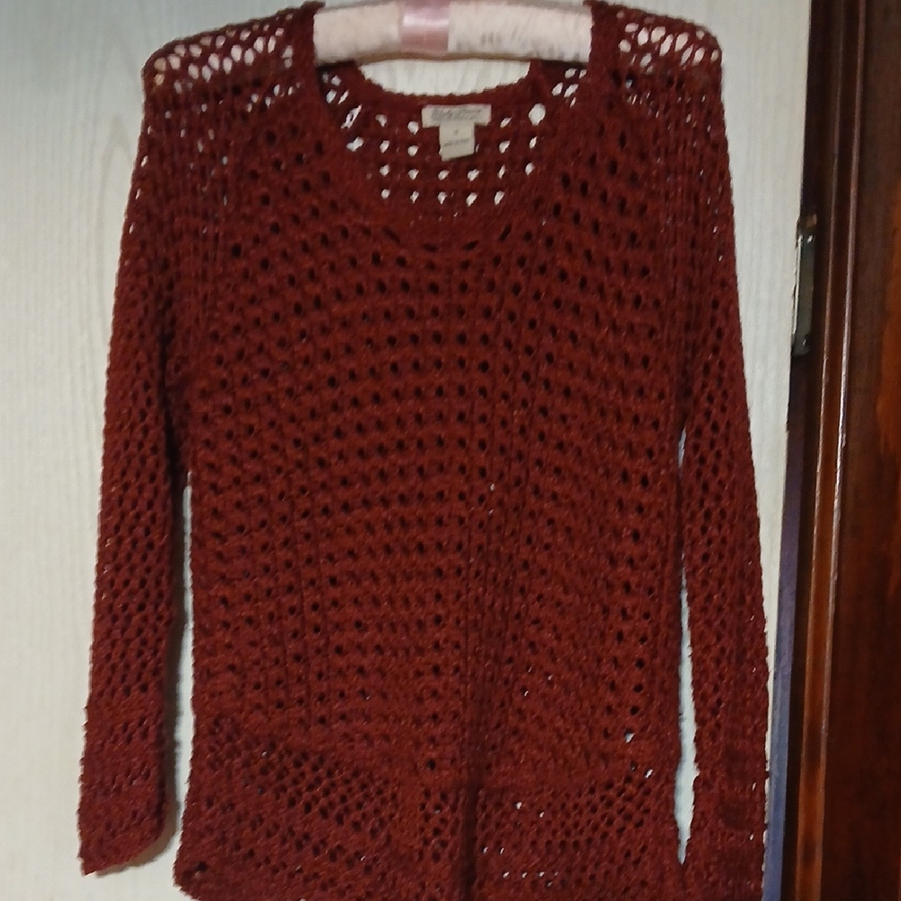 Women's Crochet Sweater - Rust
